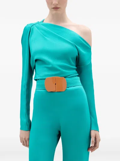 Silvia Tcherassi Viola One-shoulder Blouse In Green