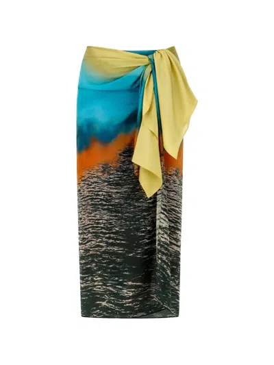 Silvia Tcherassi Viveka Knotted Printed Midi Skirt In Multi