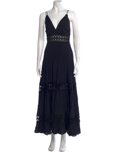 Pre-owned Silvia Tcherassi V-neck Long Dress In Black/blue