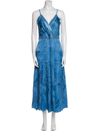 Pre-owned Silvia Tcherassi V-neck Long Dress In Blue