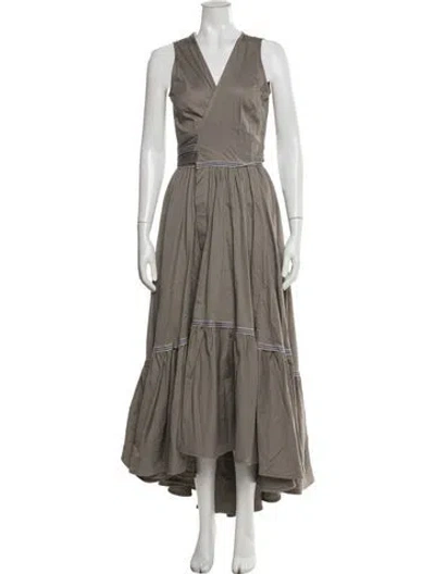 Pre-owned Silvia Tcherassi V-neck Long Dress In Gray