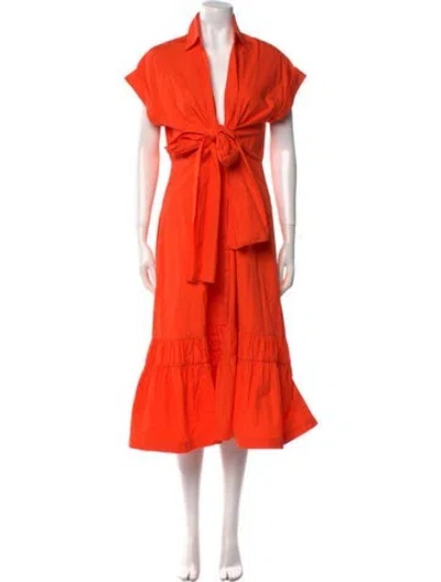 Pre-owned Silvia Tcherassi V-neck Long Dress In Orange