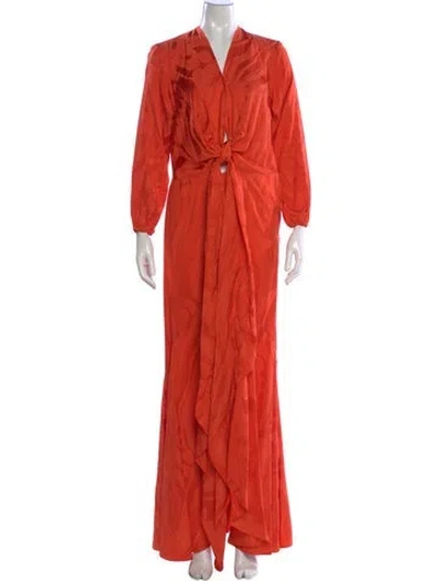 Pre-owned Silvia Tcherassi V-neck Long Dress In Orange