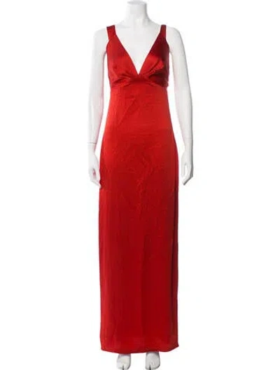 Pre-owned Silvia Tcherassi V-neck Long Dress In Orange