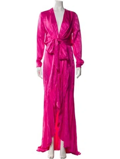 Pre-owned Silvia Tcherassi V-neck Long Dress In Pink