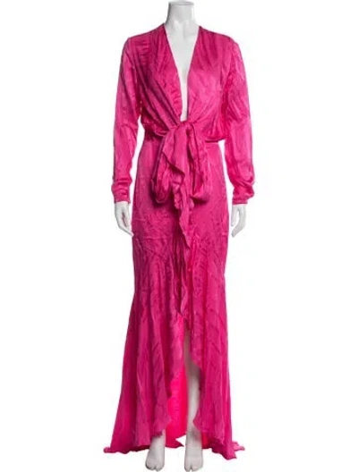 Pre-owned Silvia Tcherassi V-neck Long Dress In Pink