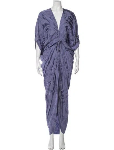 Pre-owned Silvia Tcherassi V-neck Long Dress In Purple