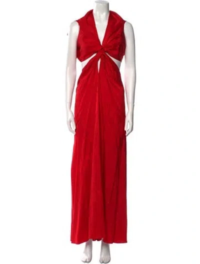 Pre-owned Silvia Tcherassi V-neck Long Dress In Red