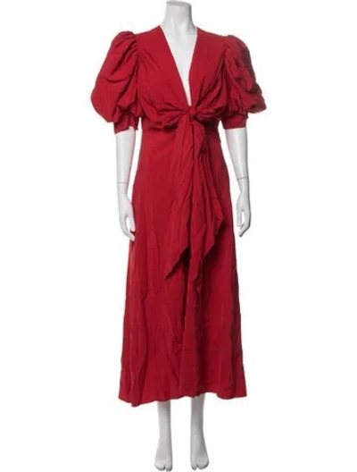 Pre-owned Silvia Tcherassi V-neck Long Dress In Red