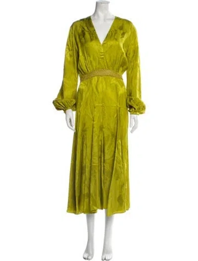 Pre-owned Silvia Tcherassi V-neck Long Dress W/ Tags In Green