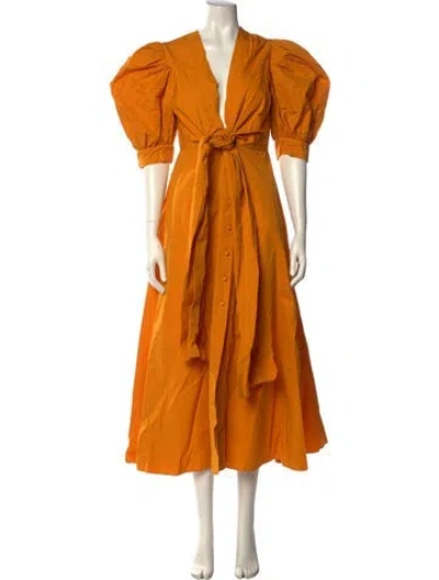 Pre-owned Silvia Tcherassi V-neck Long Dress In Yellow