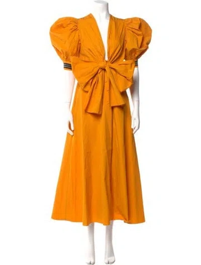 Pre-owned Silvia Tcherassi V-neck Long Dress In Yellow