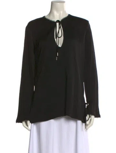 Pre-owned Silvia Tcherassi V-neck Long Sleeve Blouse In Black
