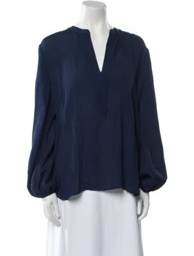 Pre-owned Silvia Tcherassi V-neck Long Sleeve Blouse In Blue