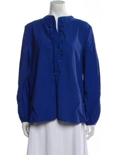 Pre-owned Silvia Tcherassi V-neck Long Sleeve Blouse In Blue