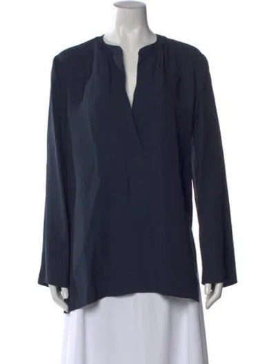 Pre-owned Silvia Tcherassi V-neck Long Sleeve Blouse In Blue