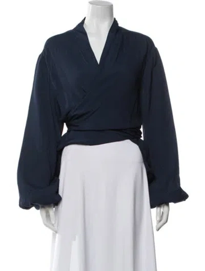 Pre-owned Silvia Tcherassi V-neck Long Sleeve Blouse In Blue