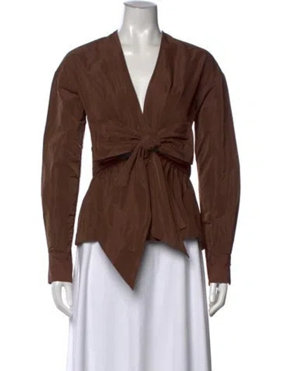 Pre-owned Silvia Tcherassi V-neck Long Sleeve Blouse In Brown