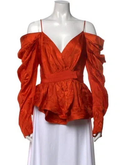 Pre-owned Silvia Tcherassi V-neck Long Sleeve Blouse In Orange