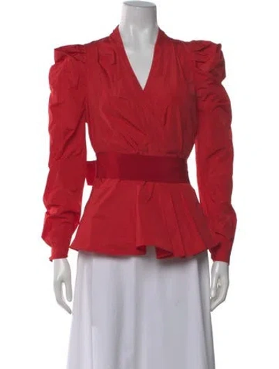 Pre-owned Silvia Tcherassi V-neck Long Sleeve Blouse In Red