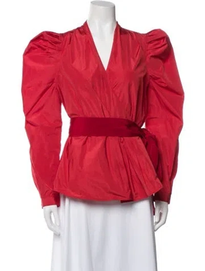 Pre-owned Silvia Tcherassi V-neck Long Sleeve Blouse In Red