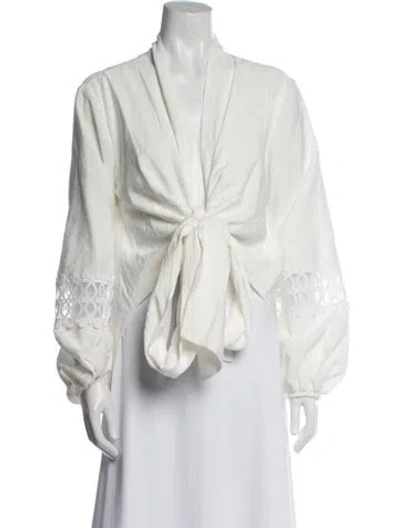 Pre-owned Silvia Tcherassi V-neck Long Sleeve Blouse W/ Tags In Neutral