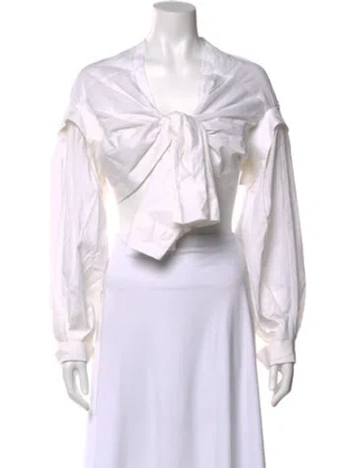 Pre-owned Silvia Tcherassi V-neck Long Sleeve Crop Top In Neutral
