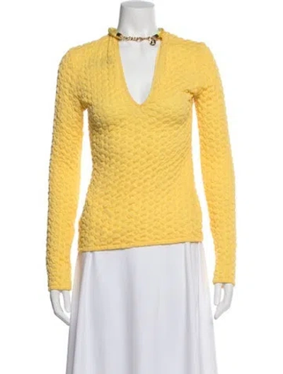 Pre-owned Silvia Tcherassi V-neck Long Sleeve Top W/ Tags In Yellow
