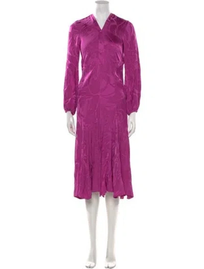 Pre-owned Silvia Tcherassi V-neck Midi Length Dress In Purple