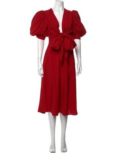 Pre-owned Silvia Tcherassi V-neck Midi Length Dress In Red