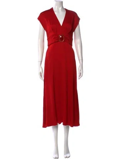 Pre-owned Silvia Tcherassi V-neck Midi Length Dress In Red