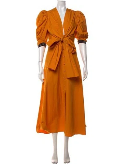 Pre-owned Silvia Tcherassi V-neck Midi Length Dress W/ Tags In Yellow