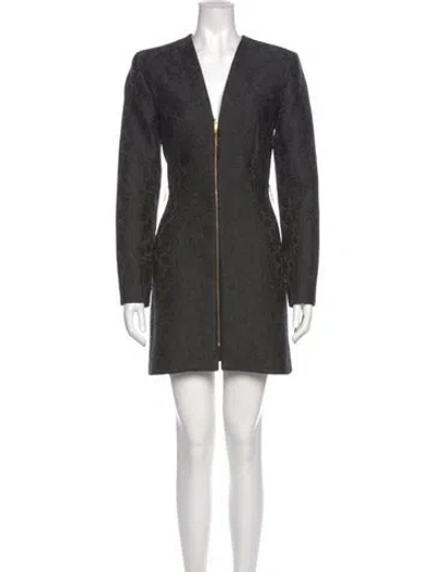 Pre-owned Silvia Tcherassi V-neck Mini Dress In Gray