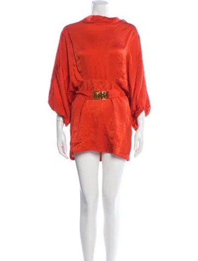 Pre-owned Silvia Tcherassi V-neck Mini Dress In Orange