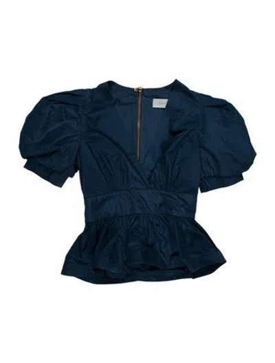 Pre-owned Silvia Tcherassi V-neck Short Sleeve Top In Blue