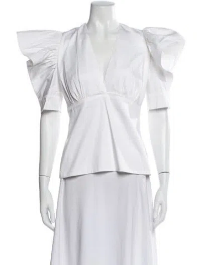 Pre-owned Silvia Tcherassi V-neck Short Sleeve Top In White