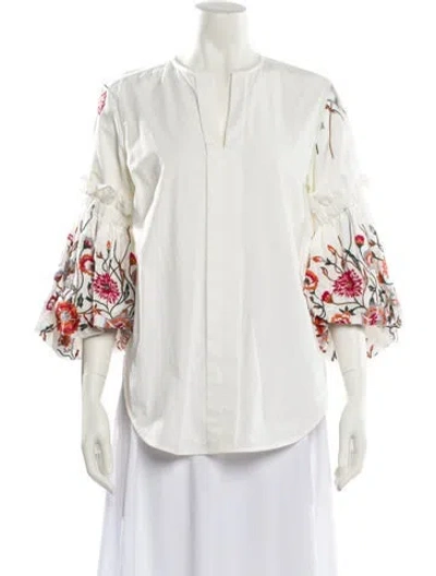 Pre-owned Silvia Tcherassi V-neck Three-quarter Sleeve Blouse In Neutral