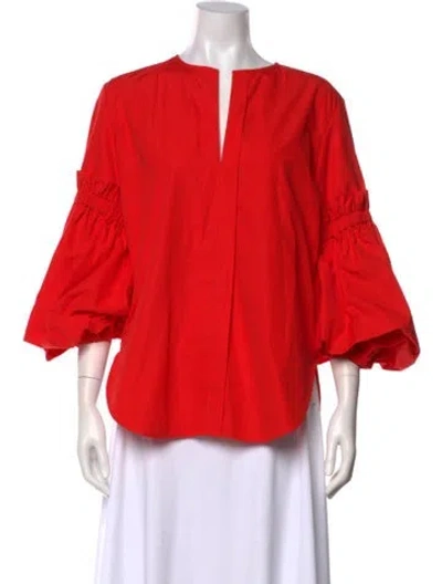 Pre-owned Silvia Tcherassi V-neck Three-quarter Sleeve Blouse In Red