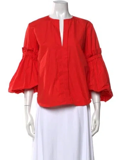 Pre-owned Silvia Tcherassi V-neck Three-quarter Sleeve Blouse In Red