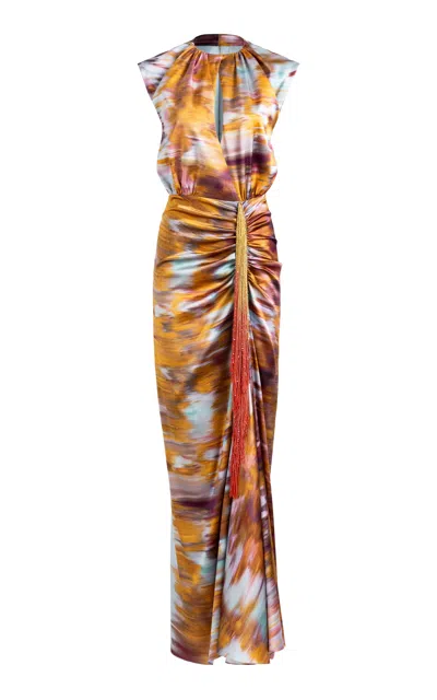 Silvia Tcherassi Winona Silk-blend Printed Maxi Dress In Animal Print