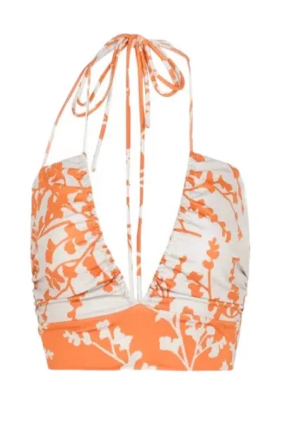 Silvia Tcherassi Wokens Hedda Bikini Top In Orange Blossom Branch In Multi
