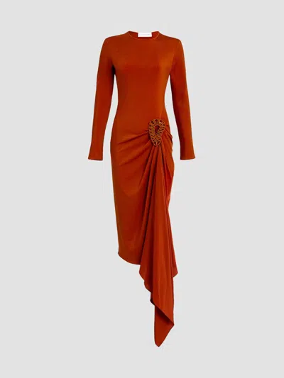 Silvia Tcherassi Women's Ananya Draped Jersey Midi Dress In Terracota