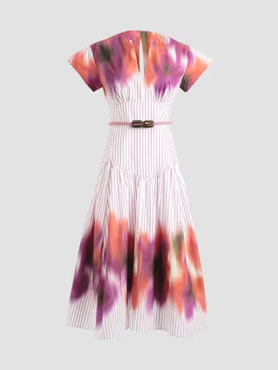 Silvia Tcherassi Women's Antia Dyed Stripe Cotton Midi Dress In Pink