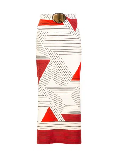 Silvia Tcherassi Women's Atira Geometric Print Cotton Midi-skirt