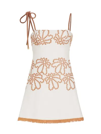 Silvia Tcherassi Balerina Fringed Cotton-blend Mini Dress In White Cacao