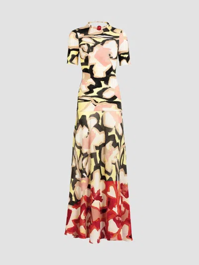 Silvia Tcherassi Women's Beca Crepe Drop-waist Maxi Dress In Coral Bloom