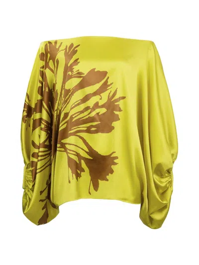 Silvia Tcherassi Women's Bellagio Floral Silk Draped Blouse