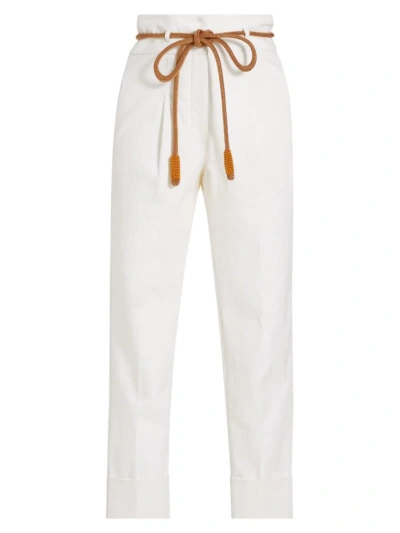 Silvia Tcherassi Women's Beryl Belted Cotton-blend Pants In White