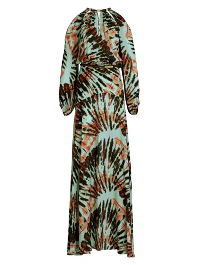 Silvia Tcherassi Women's Carla Printed Cold-shoulder Gown