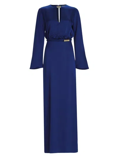 Silvia Tcherassi Women's Cassy Hammered Satin Maxi Dress In Blue